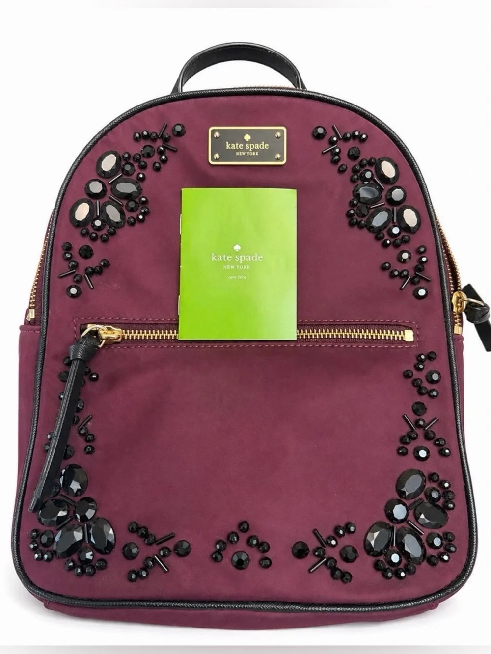 Kate Spade Wilson Road Burgundy Crystal Embellished Backpack RARE Retail $320